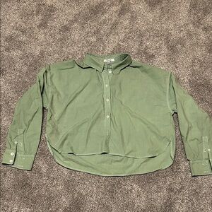 Madewell Cropped Sage Green Collared Shirt